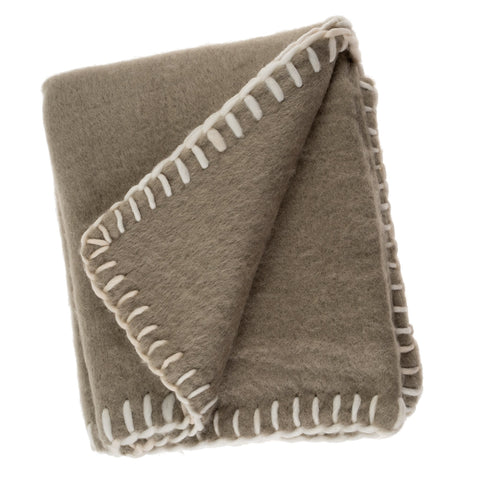 Blanket Stitch Mohair Throw, Lichen