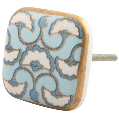 Ceramic Knobs, Turquoise and White