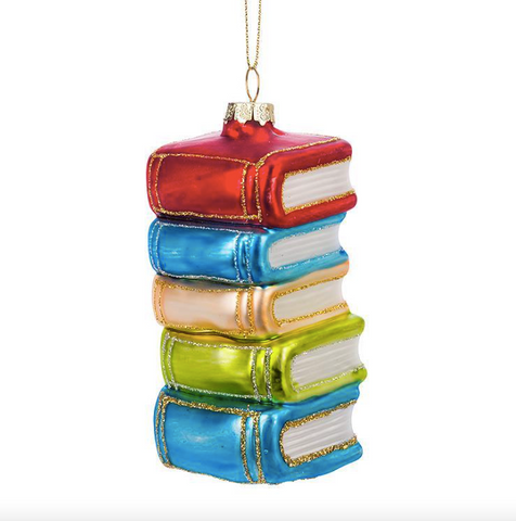 Vintage Glass Books Ornament