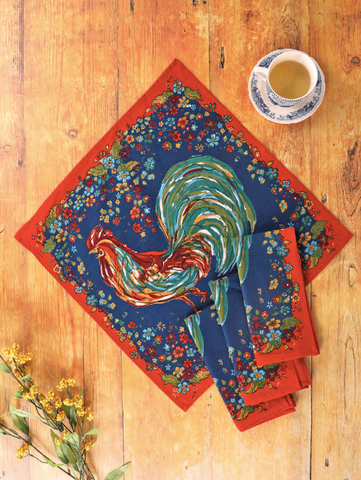 April Cornell Napkins, Rooster - Navy