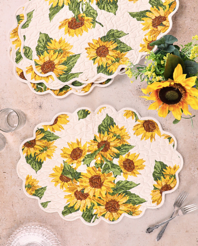 April Cornell Placemats, Sunflower Valley - Ecru