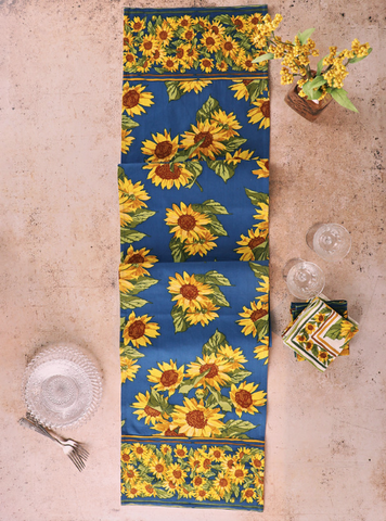 April Cornell Table Runner, Sunflower Valley - Navy