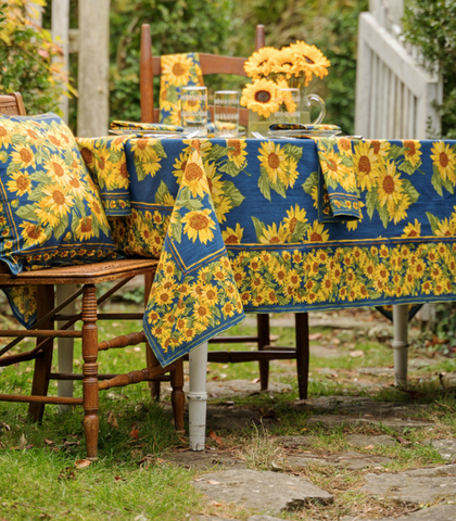 April Cornell Dining Cloth, Sunflower Valley - Navy