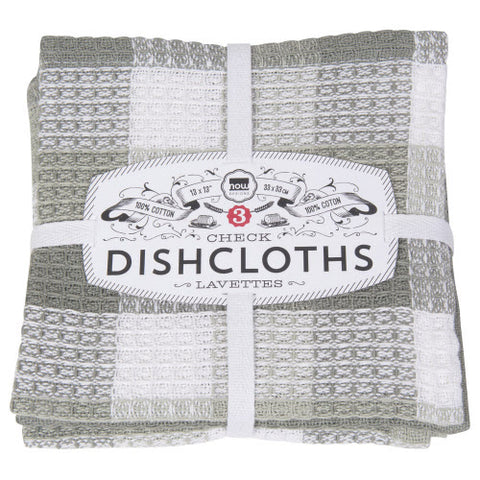 Check Dishcloths, London Grey